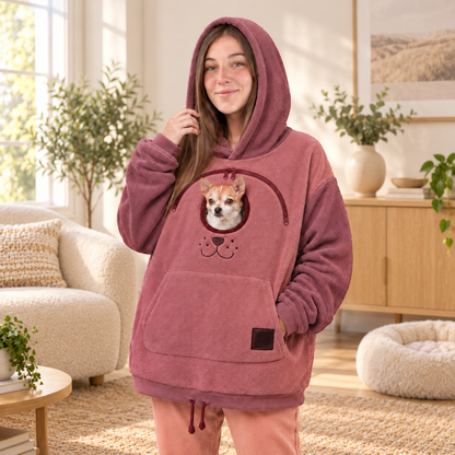 ⏳🔥LIMITED TIME 50% OFF!🐕 Cozy Fleece Pet BondingPouch Hoodie - Warm &Supportive Small Pet CarrierClothing