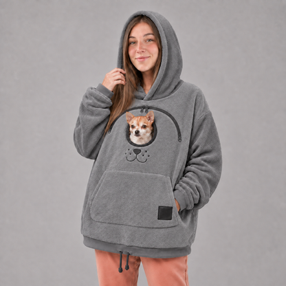 ⏳🔥LIMITED TIME 50% OFF!🐕 Cozy Fleece Pet BondingPouch Hoodie - Warm &Supportive Small Pet CarrierClothing
