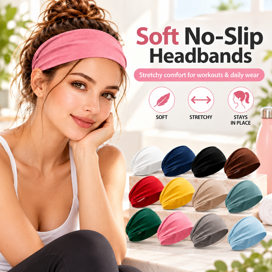 Women's Universal 6-Pack No-Slip Elastic Fashion Headband Set