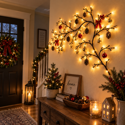 🌿✨ Flexible LED Branch Lights | Remote-Controlled Holiday Wall Decor 🎄💡