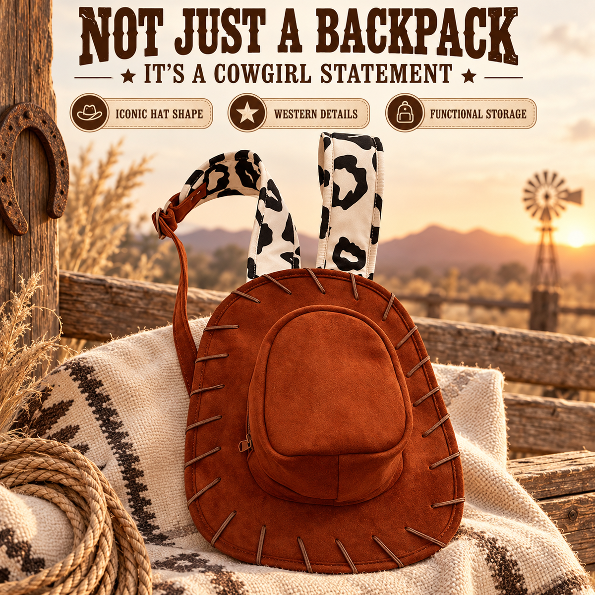 🤠 Cowgirl Hat Backpack – Turn Every Outfit Into a Western Statement