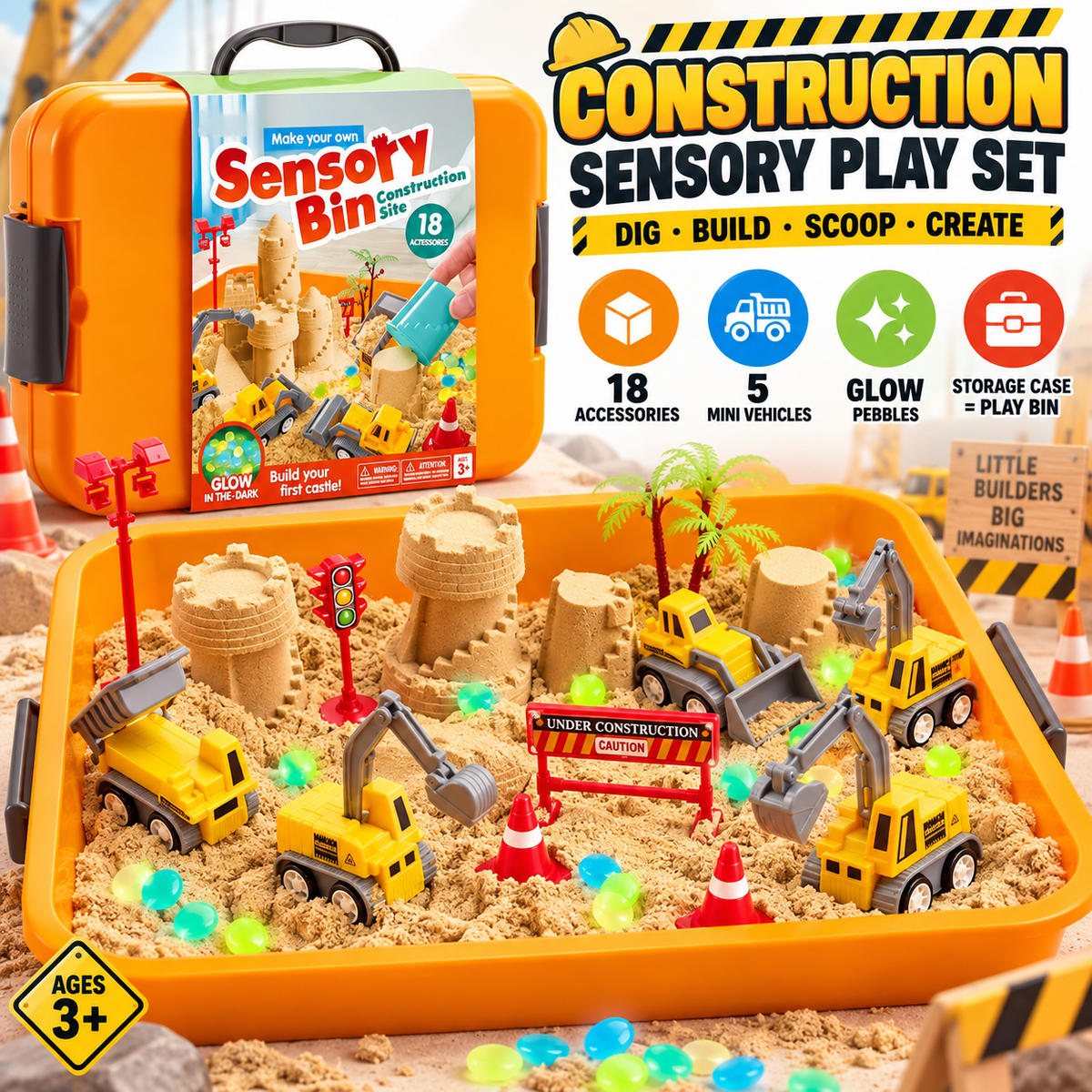 🔥 Last Day 50% OFF🚜Sandbox with Lid Castle Building kit