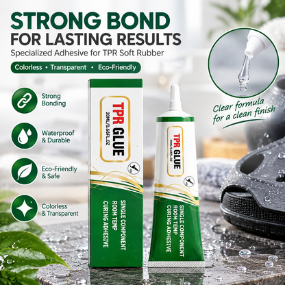 Specialized adhesive for TPR soft rubber; colorless, transparent, and eco-friendly; provides strong, waterproof bonding.
