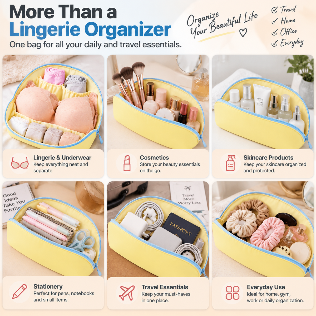 🔥LAST DAY 49% OFF -✨ Travel Lingerie Organizer Bag – Keep Bras, Panties & Socks Neatly Organized Anywhere