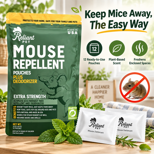 Reliant Pet Mouse Repellent Pouches - Rodent Repellent Made in USA (12 Pouches)