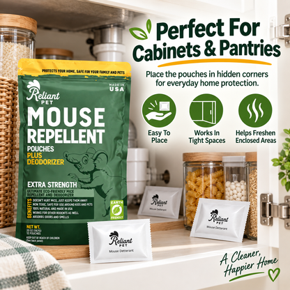 Reliant Pet Mouse Repellent Pouches - Rodent Repellent Made in USA (12 Pouches)