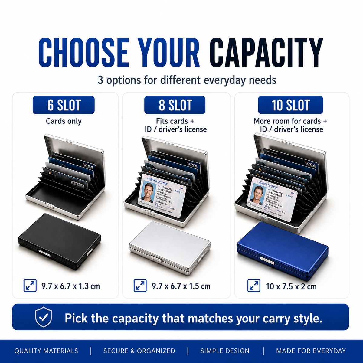 RFID Blocking Metal Card Holder – Slim Stainless Steel Wallet, 6/10 Slot