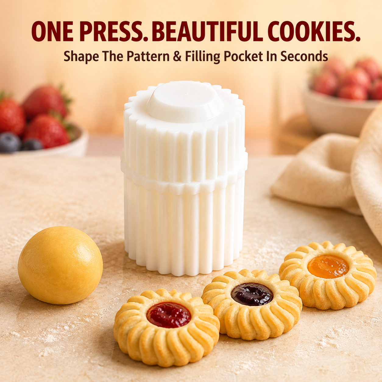 🍪 One-Press Spiral Jam Cookie Mold – Beautiful Filled Cookies in Seconds