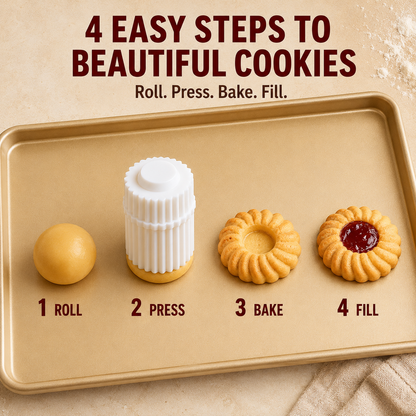 🍪 One-Press Spiral Jam Cookie Mold – Beautiful Filled Cookies in Seconds