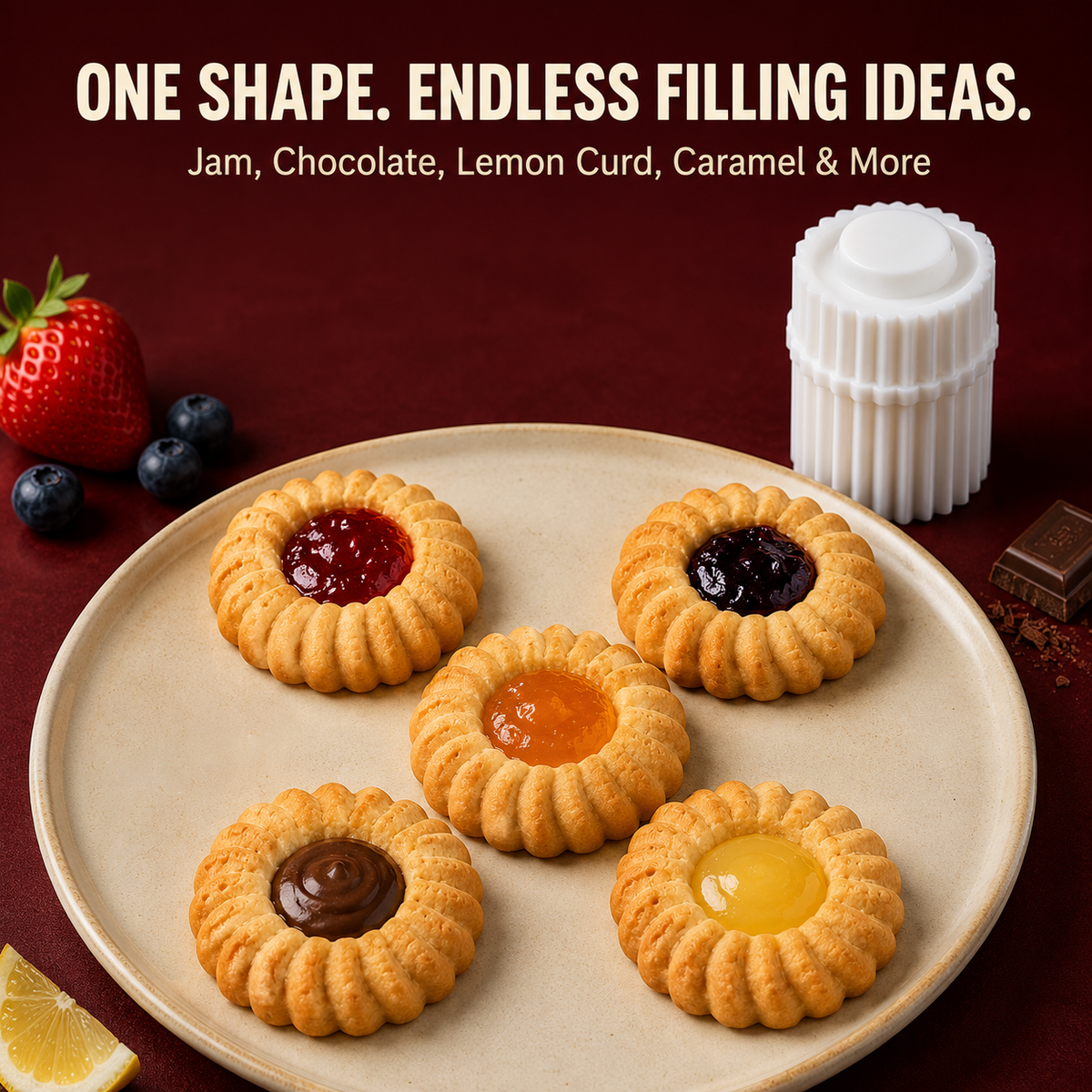 🍪 One-Press Spiral Jam Cookie Mold – Beautiful Filled Cookies in Seconds