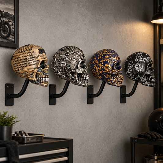 💀 Motorcycle Skull Helmet Holder – Heavy-Duty Wall Mount for Garage, Man Cave & Gear Display 🏍️