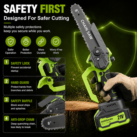 Mini Chainsaw 🔋 6-Inch Portable Electric Chainsaw for Tree Trimming & DIY  URL Handle