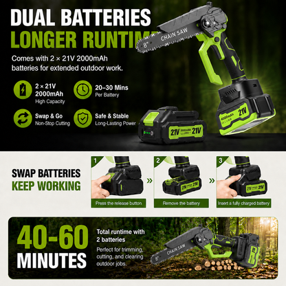 Mini Chainsaw 🔋 6-Inch Portable Electric Chainsaw for Tree Trimming & DIY  URL Handle