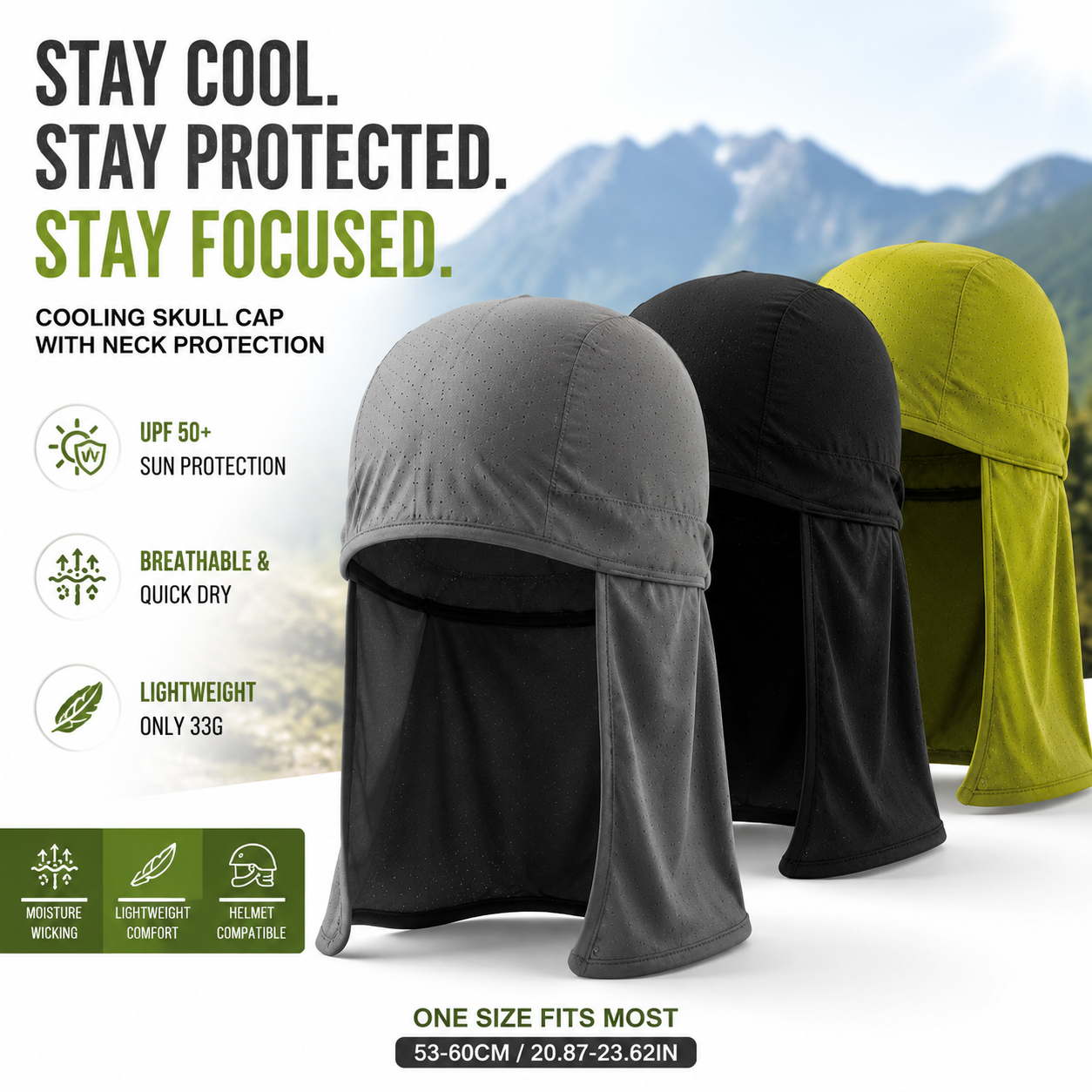 ⚡Hot Sales 49% OFF🔥3-pack Cooling Skull Cap Elastic Hard Hat☀️