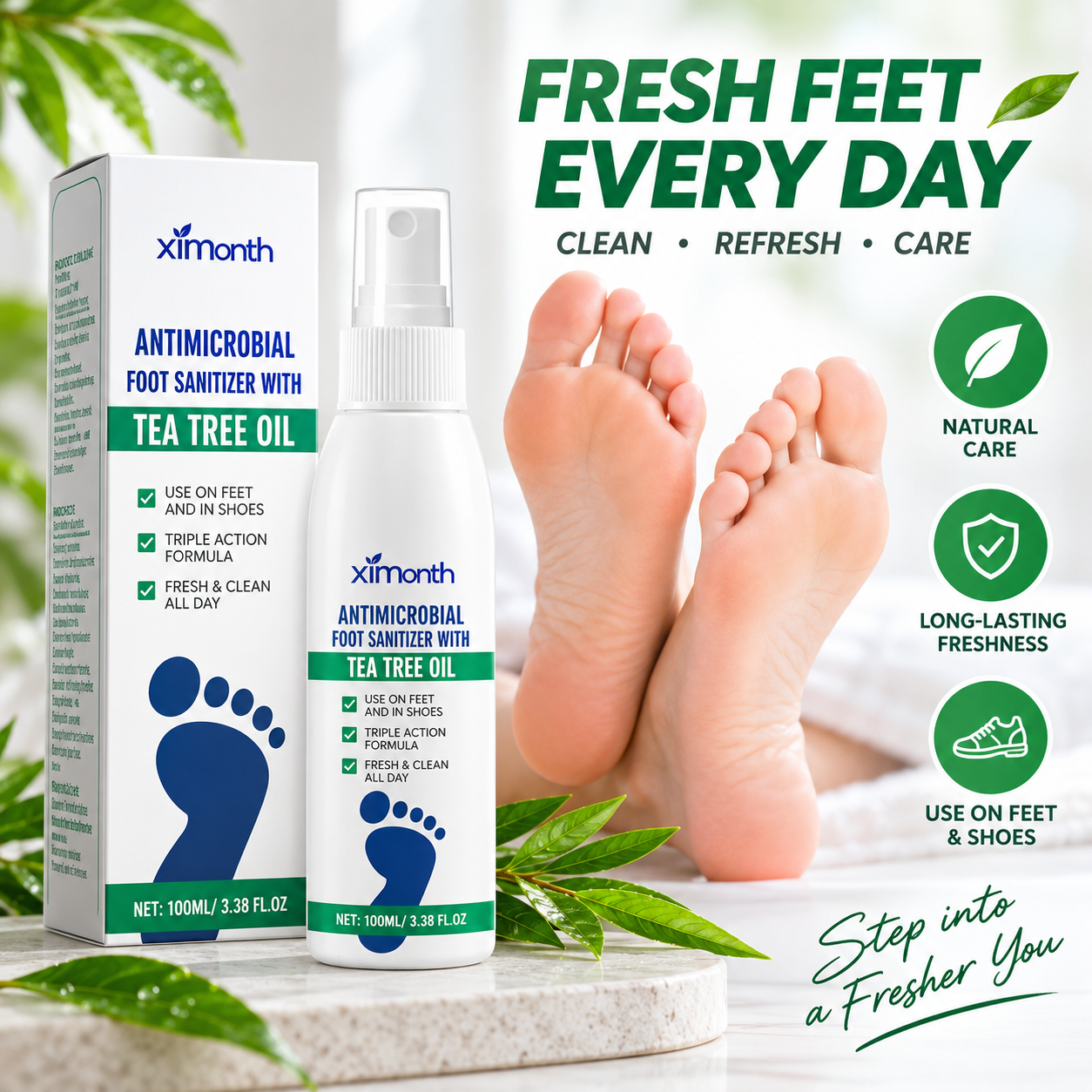 Tea Tree Oil Foot Spray — For odor control and care for dry feet; also offers antifungal benefits.