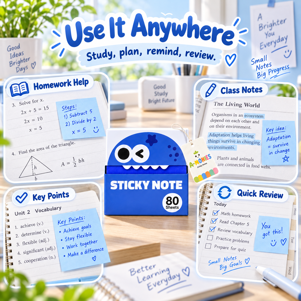 ✨ Glitter Transparent Pull-Out Sticky Notes & Aesthetic Memo Pads