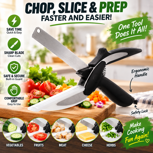 2-in-1 Kitchen Scissors with Cutting Board ✂️🥬 | Stainless Steel 🔪✨