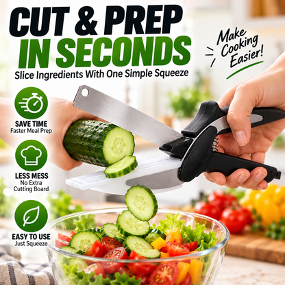 2-in-1 Kitchen Scissors with Cutting Board ✂️🥬 | Stainless Steel 🔪✨