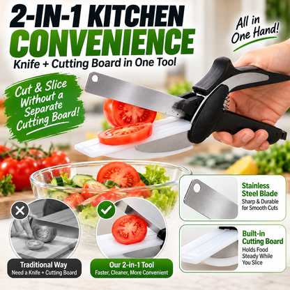 2-in-1 Kitchen Scissors with Cutting Board ✂️🥬 | Stainless Steel 🔪✨