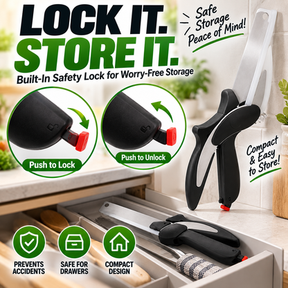 2-in-1 Kitchen Scissors with Cutting Board ✂️🥬 | Stainless Steel 🔪✨