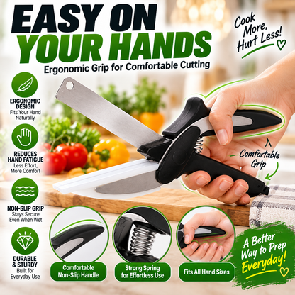 2-in-1 Kitchen Scissors with Cutting Board ✂️🥬 | Stainless Steel 🔪✨