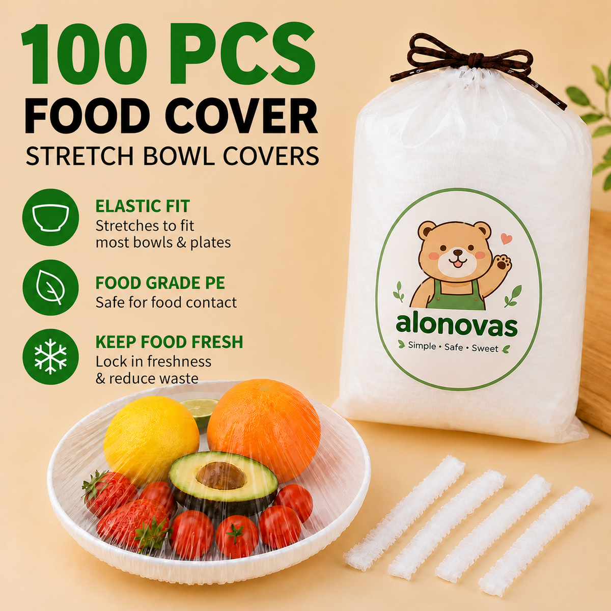 100PCS Disposable Stretch Food Covers