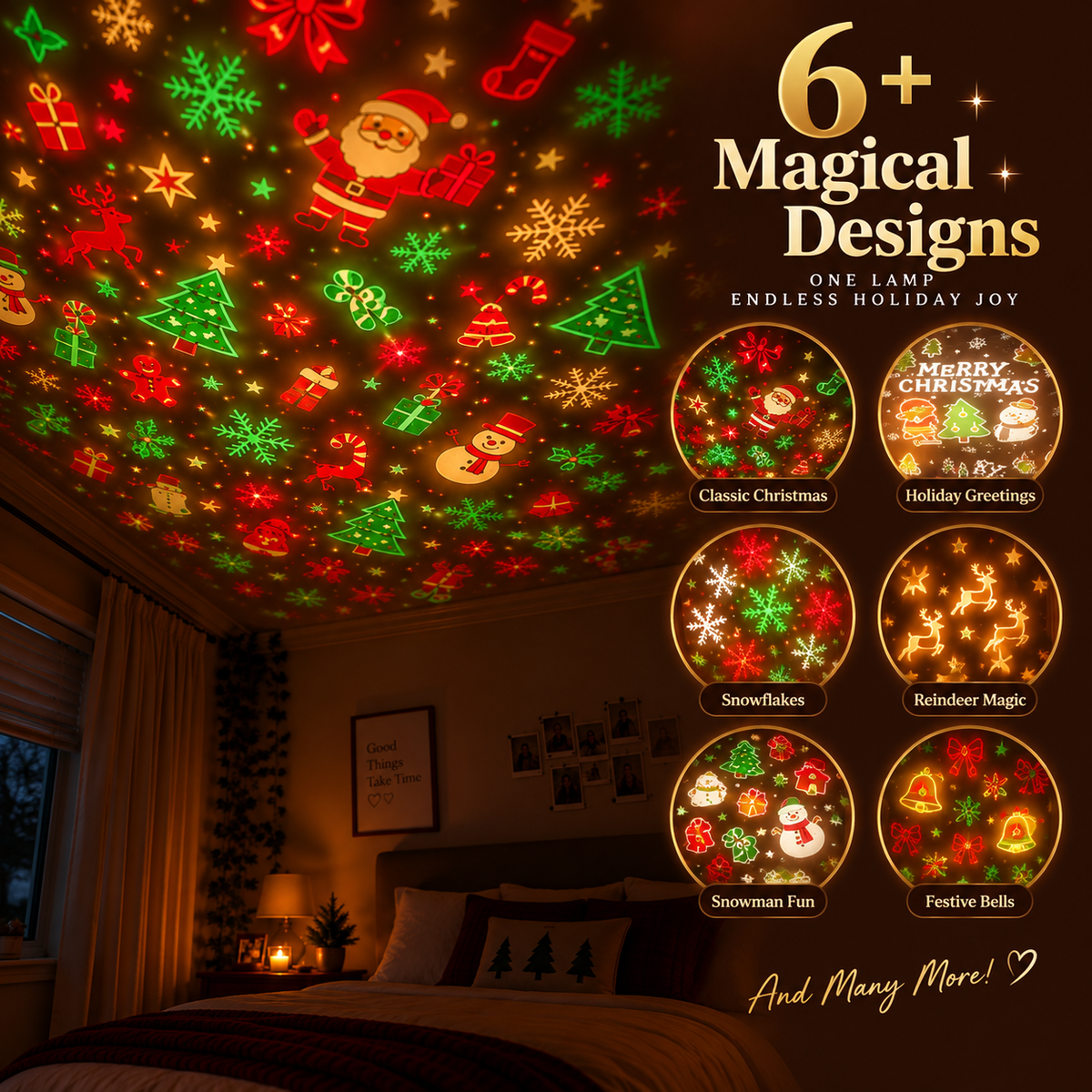 ⏳🔥LIMITED TIME 50% OFF!🎄Christmas Ceiling Projector – 6 Magical Light Effects for Instant Holiday Magic ✨