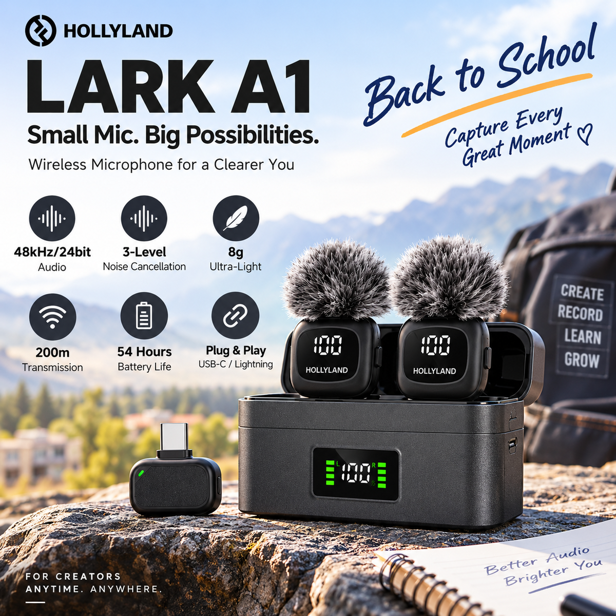 Great Gear for the New Semester! Wireless Microphone — Portable, magnetic, mini clip-on microphone for smartphones (iPhone and Android).