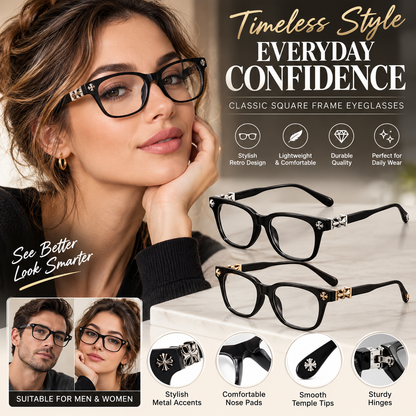 Retro Square Frame Eyeglasses – Stylish Black Fashion Glasses