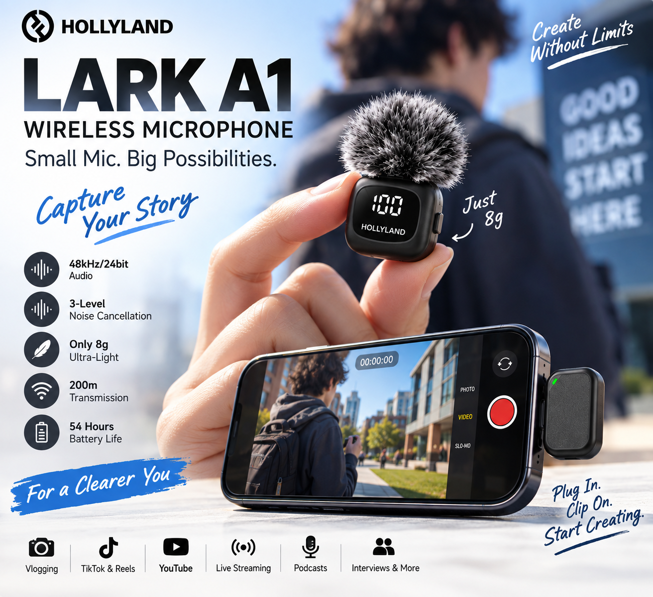 Great Gear for the New Semester! Wireless Microphone — Portable, magnetic, mini clip-on microphone for smartphones (iPhone and Android).