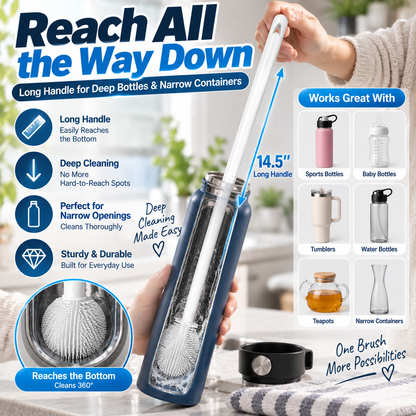 Buy one get one free-360° Silicone Bottle Cleaning Brush with Long Handle
