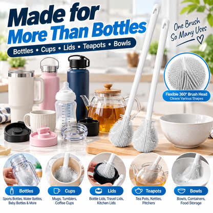 Buy one get one free-360° Silicone Bottle Cleaning Brush with Long Handle