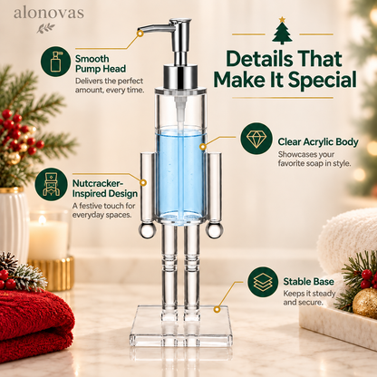 🎄 Nutcracker Soap Dispenser — Festive Holiday Bathroom Decor