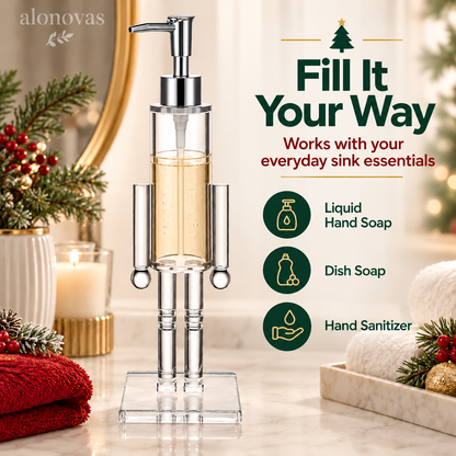 🎄 Nutcracker Soap Dispenser — Festive Holiday Bathroom Decor