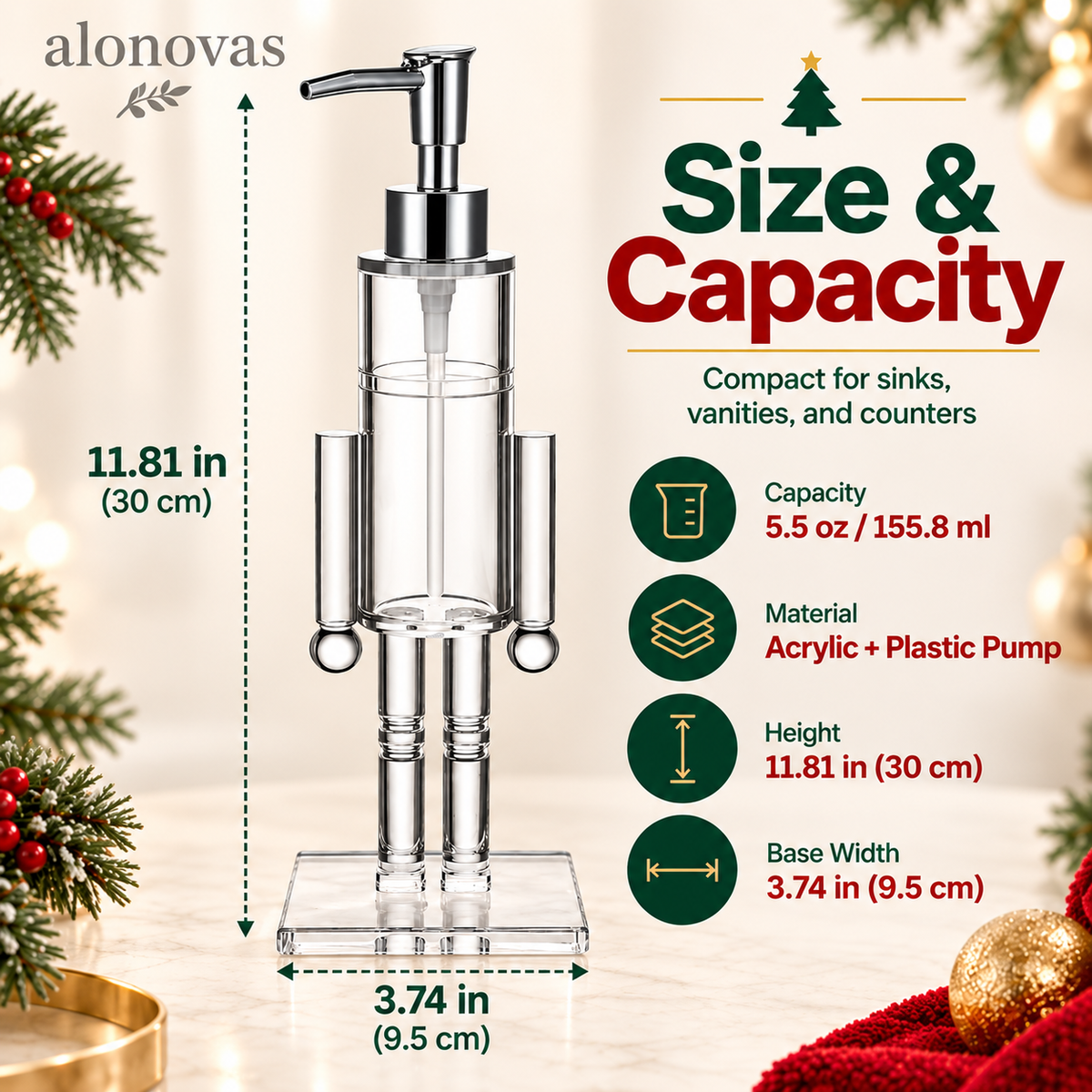 🎄 Nutcracker Soap Dispenser — Festive Holiday Bathroom Decor