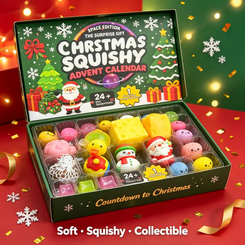 Christmas Squishy Advent Calendar Bundle – 24 Surprise Fidget Toys Countdown, Holiday Sensory Stress Relief Squishies, Fun Gift for Kids & Adults