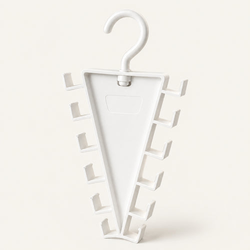 🧺 V-Shaped 12-Hook Closet Organizer – 360° Rotating Double-Sided Space Saver