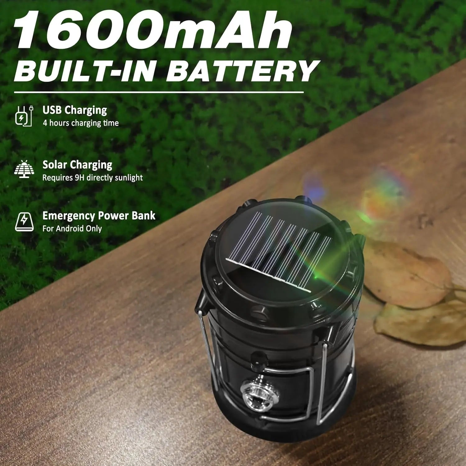🔦Solar USB Rechargeable Collapsible Camping Lantern Flashlight, Waterproof Emergency Light