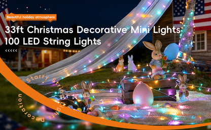 ✨38FT Fairy Lights, 100 LED Plug in Outdoor String Lights-8 Modes