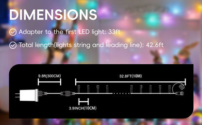 ✨38FT Fairy Lights, 100 LED Plug in Outdoor String Lights-8 Modes
