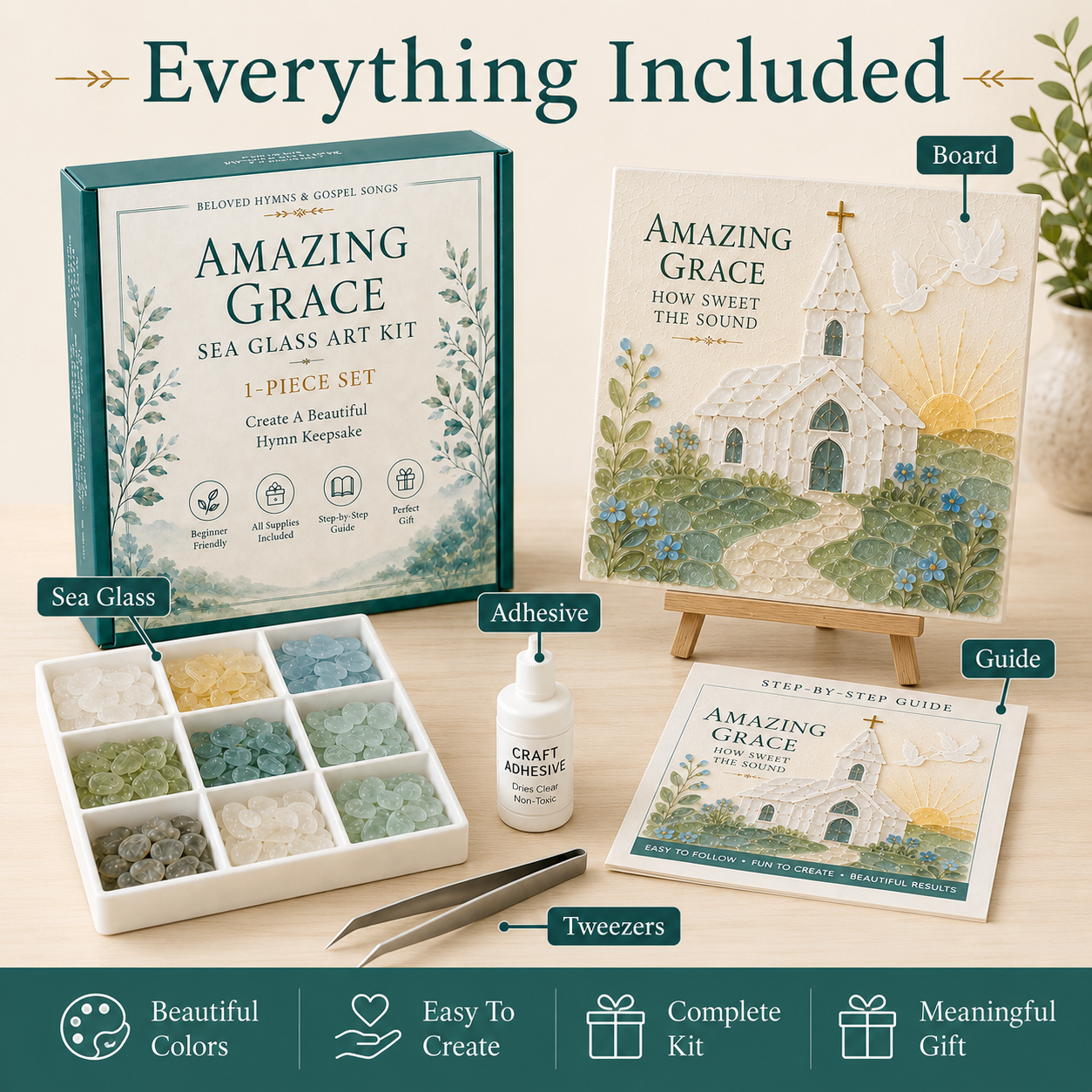 🎵 Beloved Hymns & Gospel Songs Sea Glass Art Kit