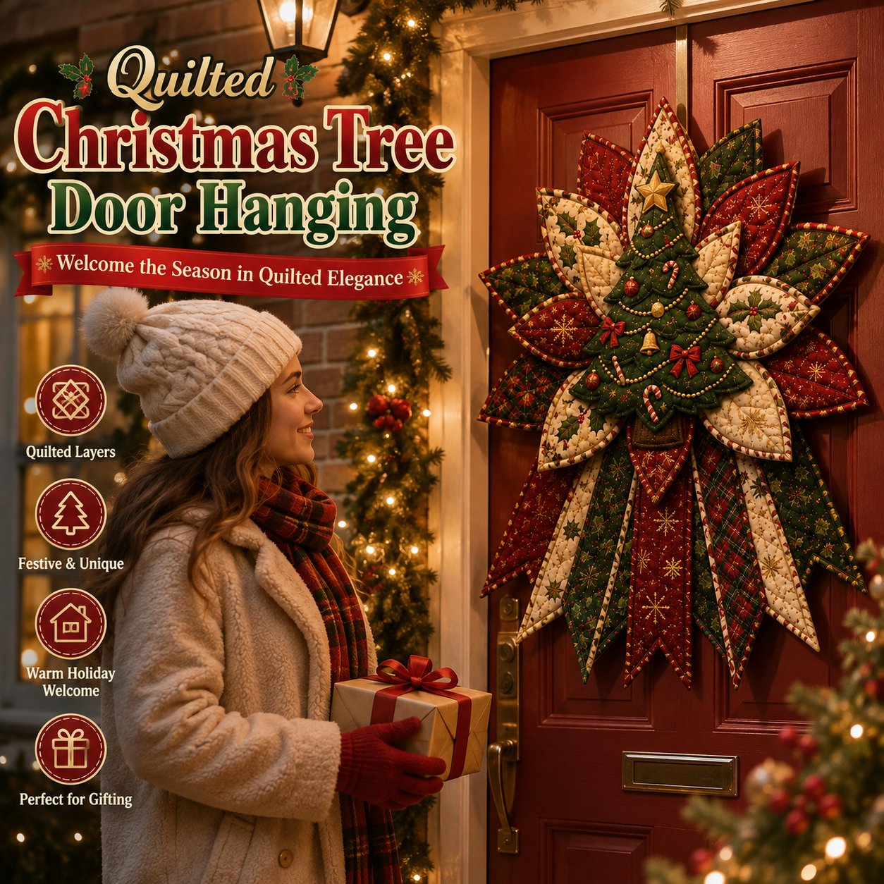 🎄 Festive Quilted Christmas Door Hanging DIY Sewing Kit