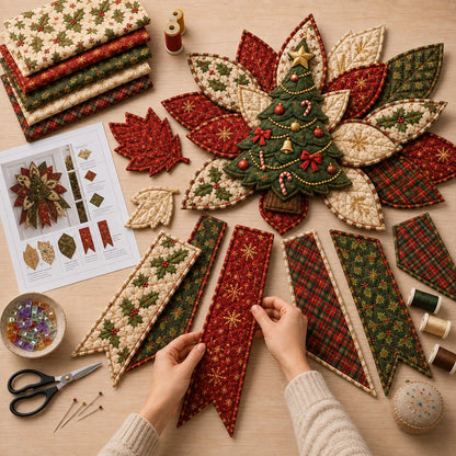 🎄 Festive Quilted Christmas Door Hanging DIY Sewing Kit