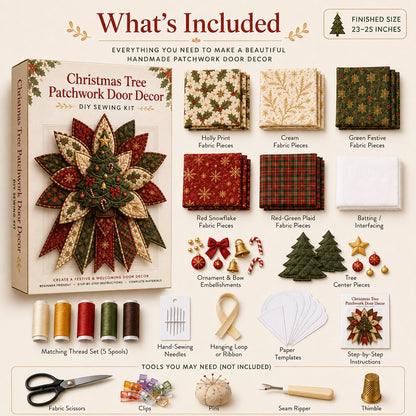 🎄 Festive Quilted Christmas Door Hanging DIY Sewing Kit