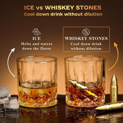 Gifts for Men Dad Husband, Whiskey Stones Reusable Stainless Ice Cubes