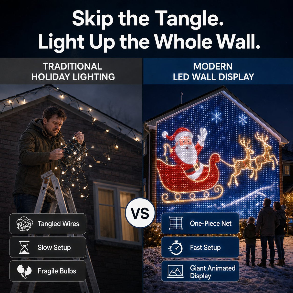 🎄Christmas LED House Net & Smart Outdoor Wall Curtain Light🎅