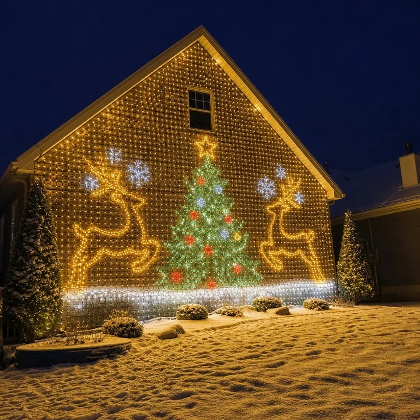 🎄Christmas LED House Net & Smart Outdoor Wall Curtain Light🎅