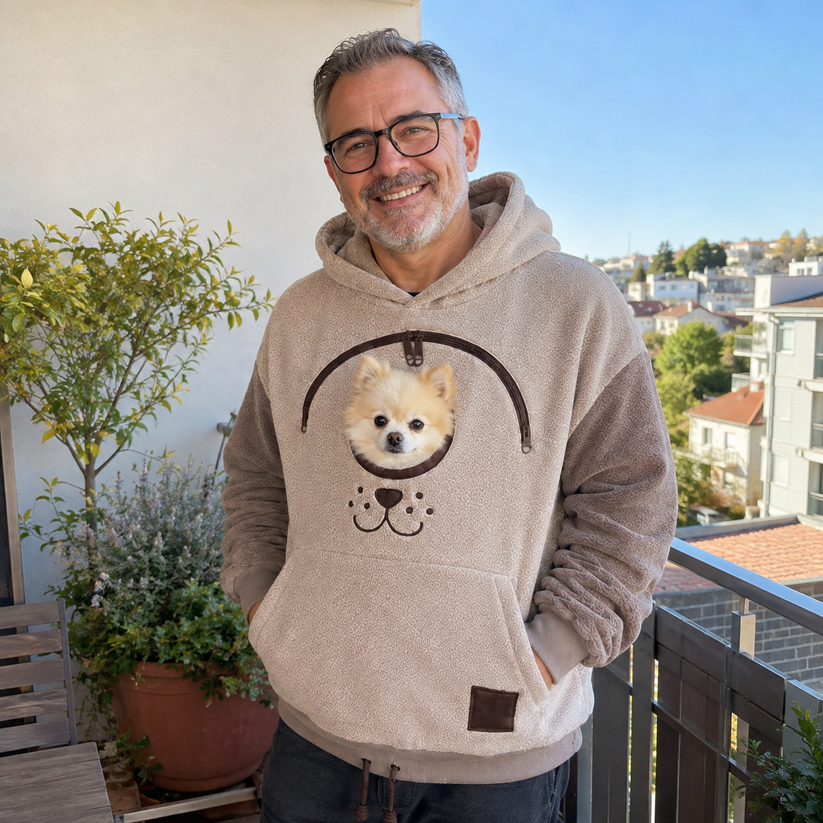 ⏳🔥LIMITED TIME 50% OFF!🐕 Cozy Fleece Pet BondingPouch Hoodie - Warm &Supportive Small Pet CarrierClothing