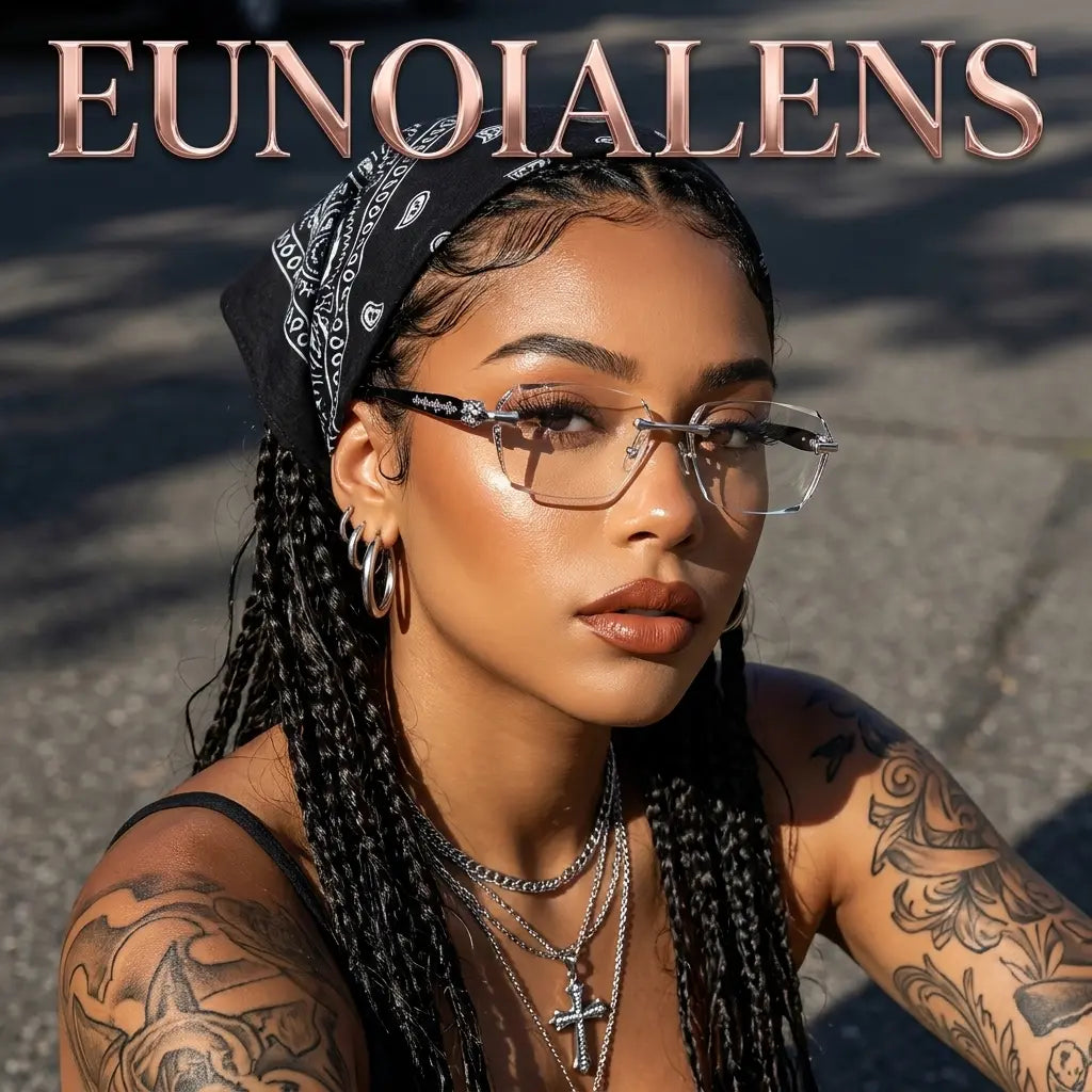 High-quality rimless glasses featuring a diamond-cut edge design—a versatile everyday accessory for men and women.