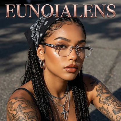 High-quality rimless glasses featuring a diamond-cut edge design—a versatile everyday accessory for men and women.